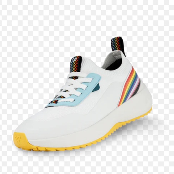 VESSI Stormburst Low Top Sneakers White Rainbow Pride Size 9 Women’s Waterproof - Picture 1 of 10